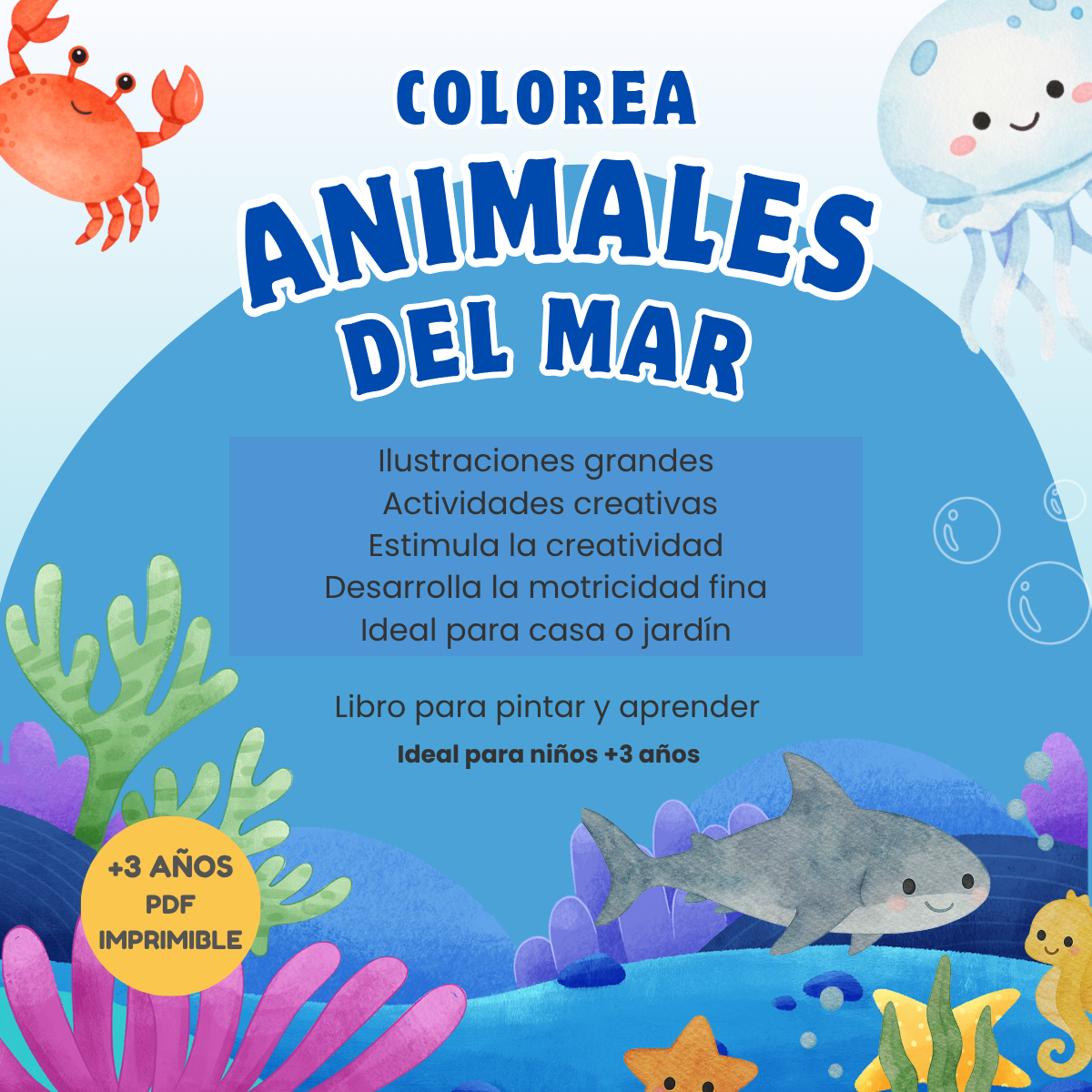 Colorea Animales del Mar 🌊 PDF Imprimible