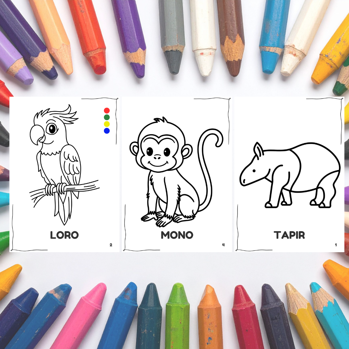 Colorea Animales de la Selva 🌿PDF Imprimible