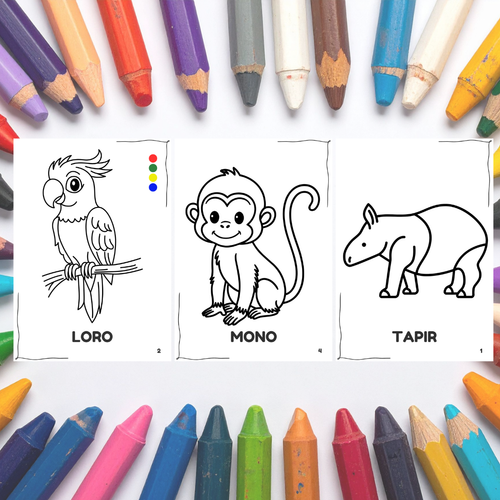 Colorea Animales de la Selva 🌿PDF Imprimible